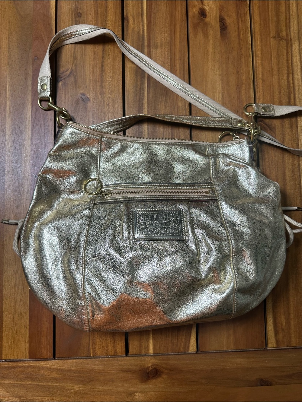 Coach Metallic Gold Poppy Jazzy Hobo Bag